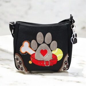 Dog Paw Print Handbag Small Crossbody Bag Shoulder Purse Women Pet Lover Mom